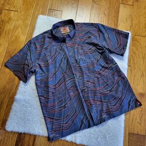 Retro Rifle Shirt Button Down Men's 3XL Tiger Stripes Short Sleeve